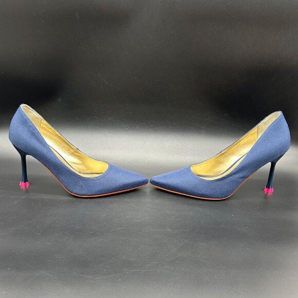 Claire Flowers Navy Blue Pointed Toe Heels Pumps Womens Size 7 Pointed Toe - Picture 3 of 14